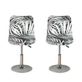 Black White Tropical Leaf Pattern Print Bar Stool Covers
