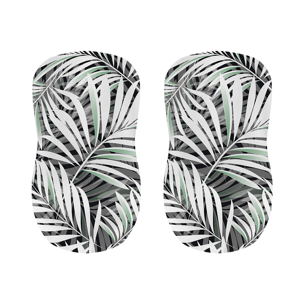 Black White Tropical Leaf Pattern Print Bar Stool Covers