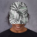 Black White Tropical Leaf Pattern Print Baseball Cap