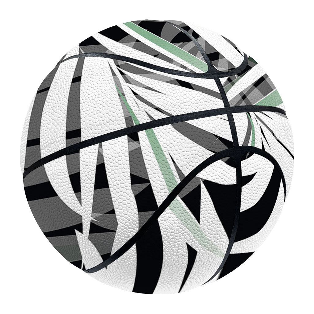 Black White Tropical Leaf Pattern Print Basketball