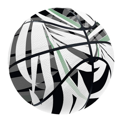 Black White Tropical Leaf Pattern Print Basketball