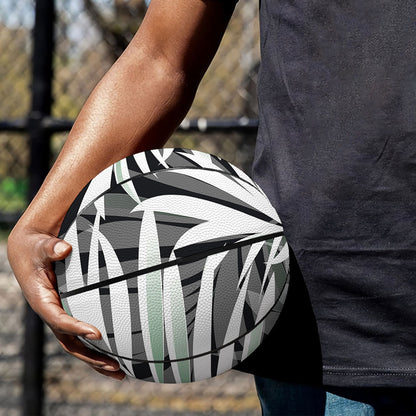 Black White Tropical Leaf Pattern Print Basketball