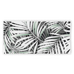 Black White Tropical Leaf Pattern Print Beach Towel