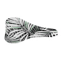 Black White Tropical Leaf Pattern Print Bicycle Seat Cover