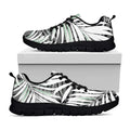 Black White Tropical Leaf Pattern Print Black Running Shoes