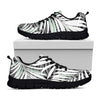 Black White Tropical Leaf Pattern Print Black Running Shoes