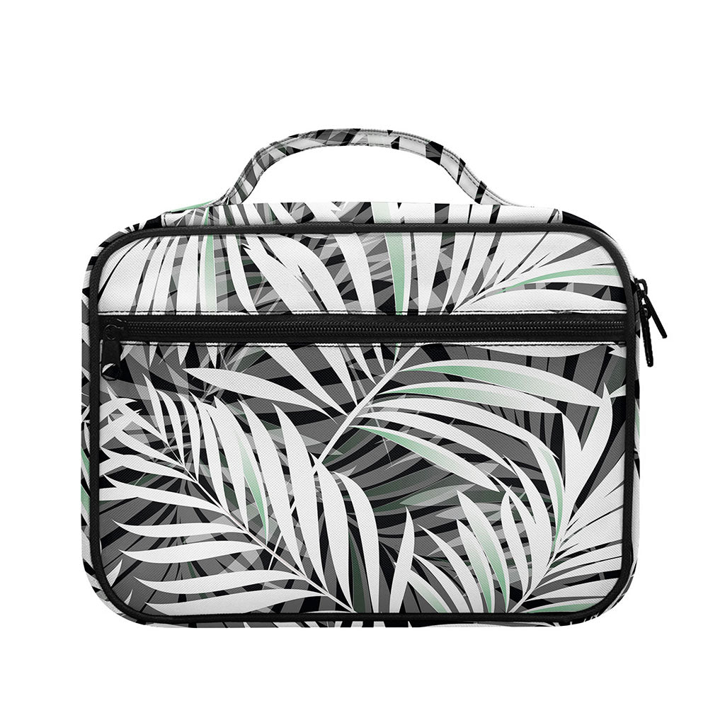 Black White Tropical Leaf Pattern Print Briefcase Bible Bag