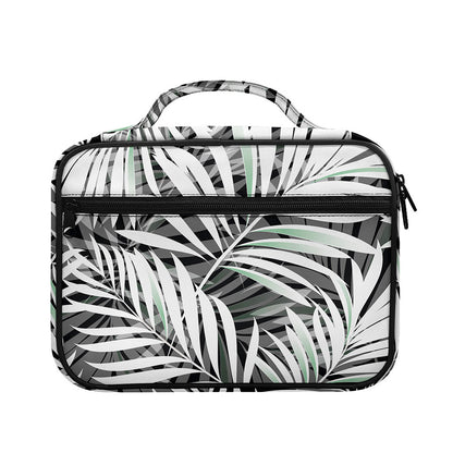 Black White Tropical Leaf Pattern Print Briefcase Bible Bag