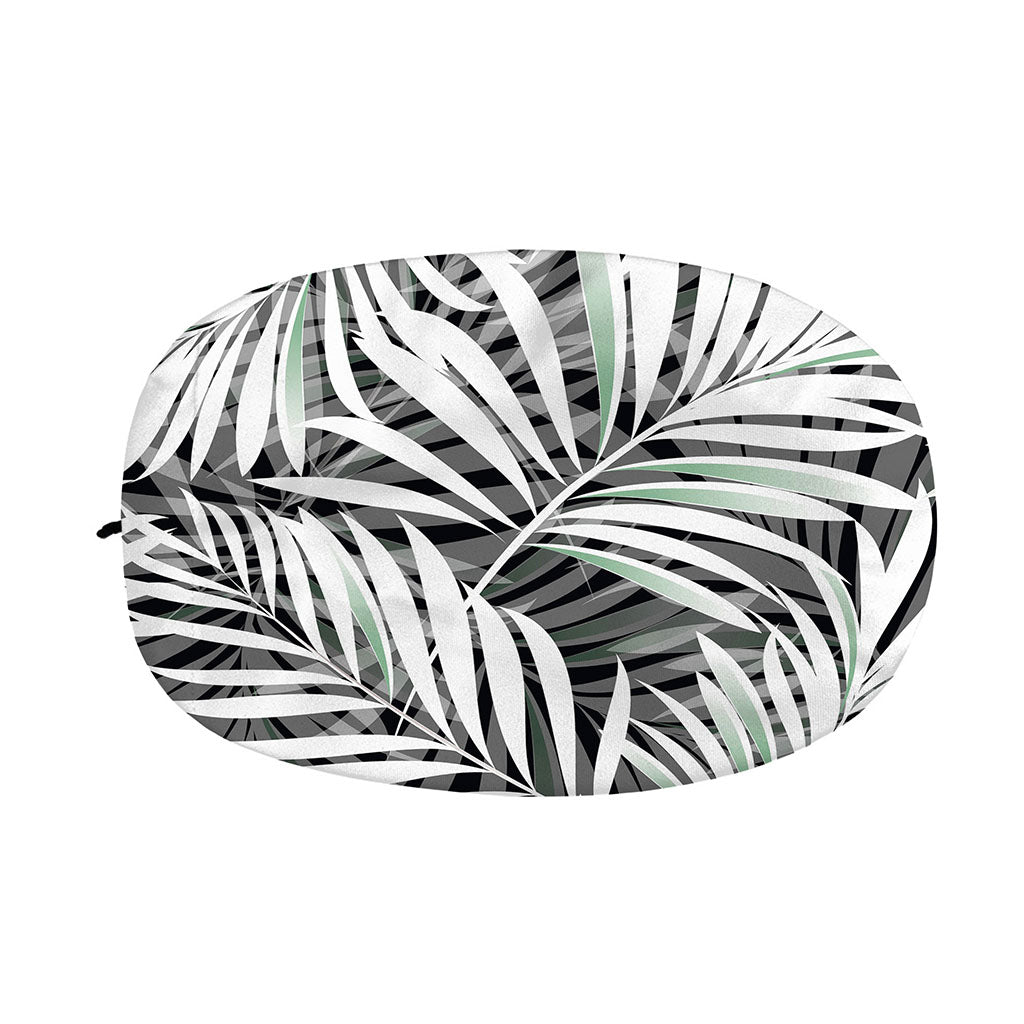 Black White Tropical Leaf Pattern Print Car Side Mirror Covers