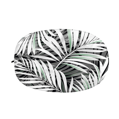 Black White Tropical Leaf Pattern Print Car Side Mirror Covers