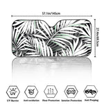 Black White Tropical Leaf Pattern Print Car Windshield Sun Shade