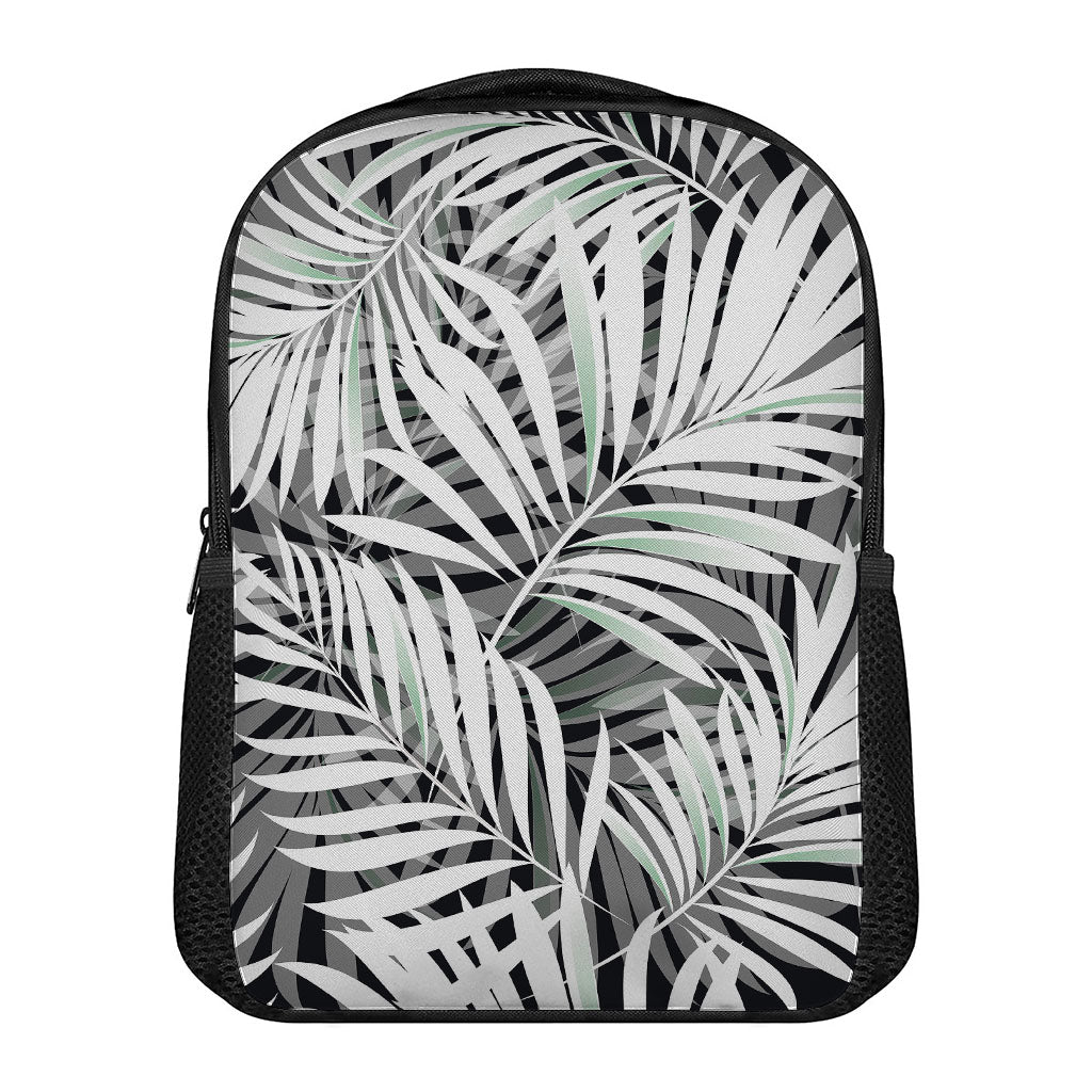 Black White Tropical Leaf Pattern Print Casual Backpack