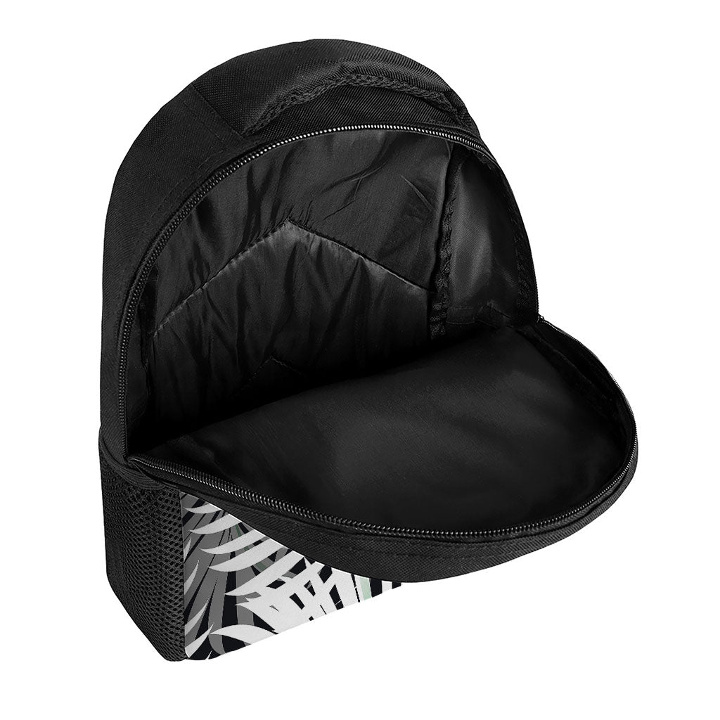 Black White Tropical Leaf Pattern Print Casual Backpack