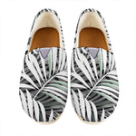 Black White Tropical Leaf Pattern Print Casual Shoes