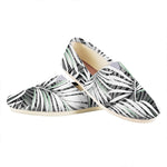 Black White Tropical Leaf Pattern Print Casual Shoes