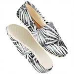 Black White Tropical Leaf Pattern Print Casual Shoes