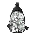 Black White Tropical Leaf Pattern Print Sling Bag