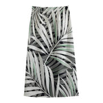 Black White Tropical Leaf Pattern Print Cotton Front Slit Maxi Skirt