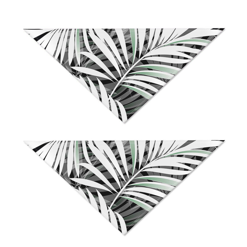 Black White Tropical Leaf Pattern Print Dog Bandana