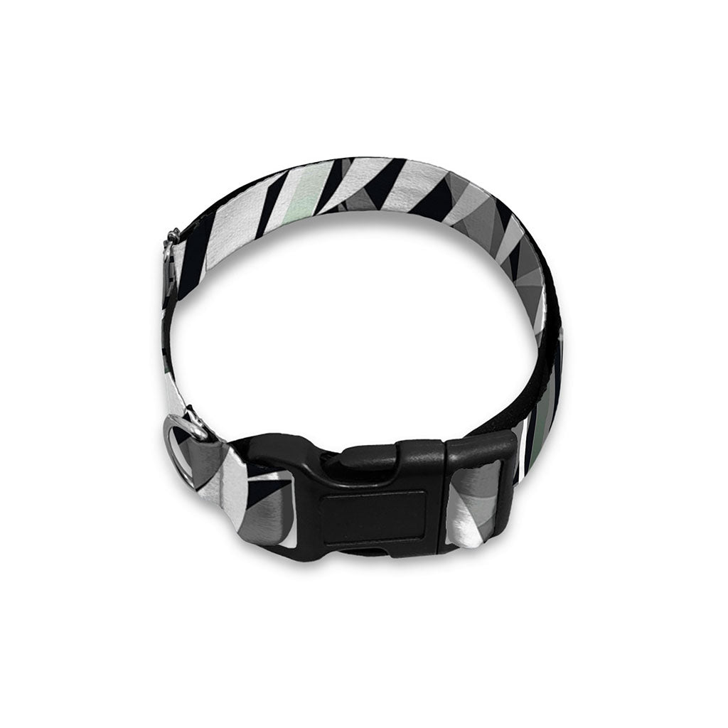 Black White Tropical Leaf Pattern Print Dog Collar