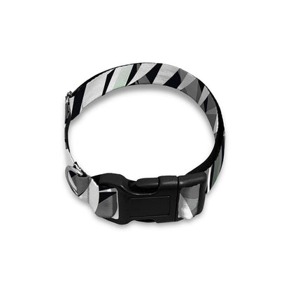 Black White Tropical Leaf Pattern Print Dog Collar