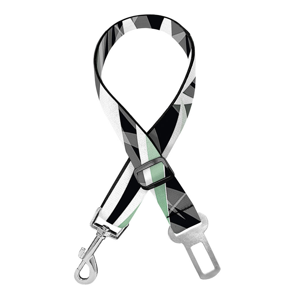 Black White Tropical Leaf Pattern Print Dog Seat Belt