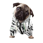 Black White Tropical Leaf Pattern Print Dog Zip Up Hoodie