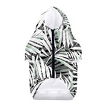 Black White Tropical Leaf Pattern Print Dog Zip Up Hoodie