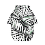 Black White Tropical Leaf Pattern Print Dog Zip Up Hoodie