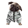 Black White Tropical Leaf Pattern Print Dog Zip Up Jacket