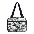 Black White Tropical Leaf Pattern Print Double Strap Bible Bag