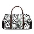 Black White Tropical Leaf Pattern Print Duffel Bag