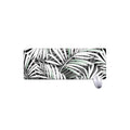 Black White Tropical Leaf Pattern Print Extended Mouse Pad