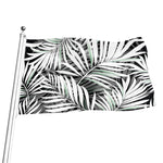 Black White Tropical Leaf Pattern Print Flag
