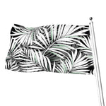 Black White Tropical Leaf Pattern Print Flag