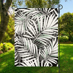 Black White Tropical Leaf Pattern Print Garden Flag