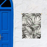 Black White Tropical Leaf Pattern Print Garden Flag