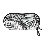 Black White Tropical Leaf Pattern Print Glasses Case