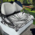 Black White Tropical Leaf Pattern Print Golf Cart Seat Cover