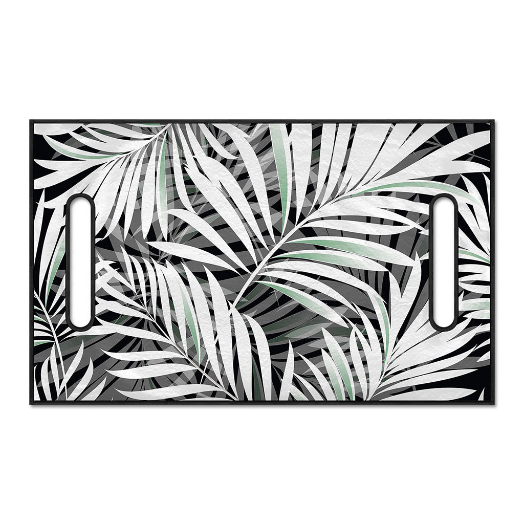 Black White Tropical Leaf Pattern Print Golf Cart Seat Cover