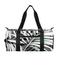 Black White Tropical Leaf Pattern Print Gym Bag