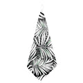 Black White Tropical Leaf Pattern Print Hand Towel