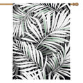 Black White Tropical Leaf Pattern Print House Flag