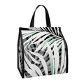 Black White Tropical Leaf Pattern Print Insulated Lunch Tote