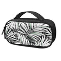 Black White Tropical Leaf Pattern Print Portable Cooler Travel Case