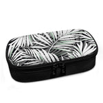 Black White Tropical Leaf Pattern Print Insulin Cooler Travel Case