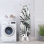 Black White Tropical Leaf Pattern Print Ironing Board Cover
