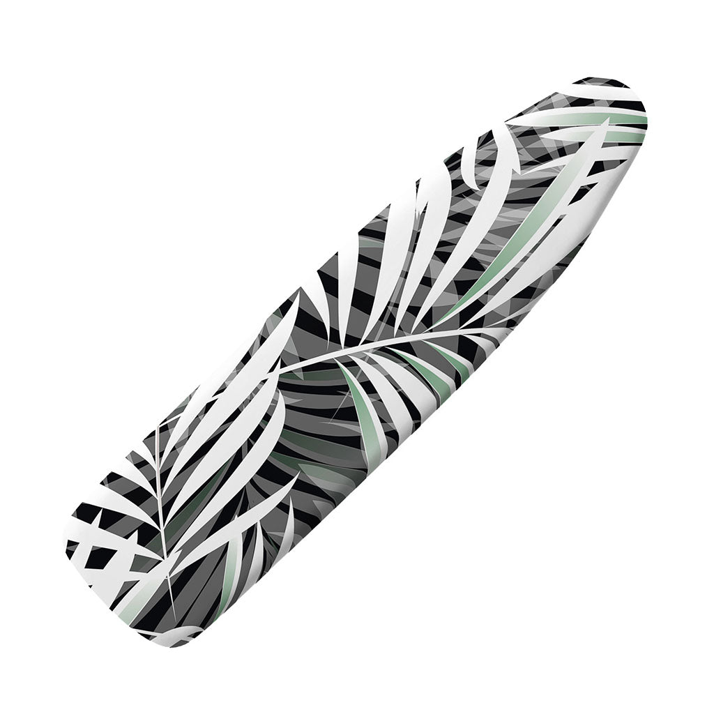 Black White Tropical Leaf Pattern Print Ironing Board Cover