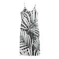 Black White Tropical Leaf Pattern Print Jersey Midi Cami Dress