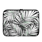 Black White Tropical Leaf Pattern Print Laptop Sleeve